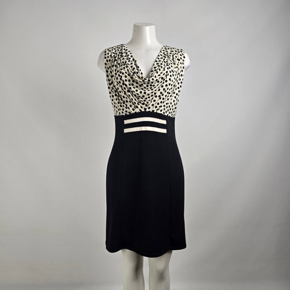 Quinze Heures Paris Trente Black & Cream Sheath Dress Size M